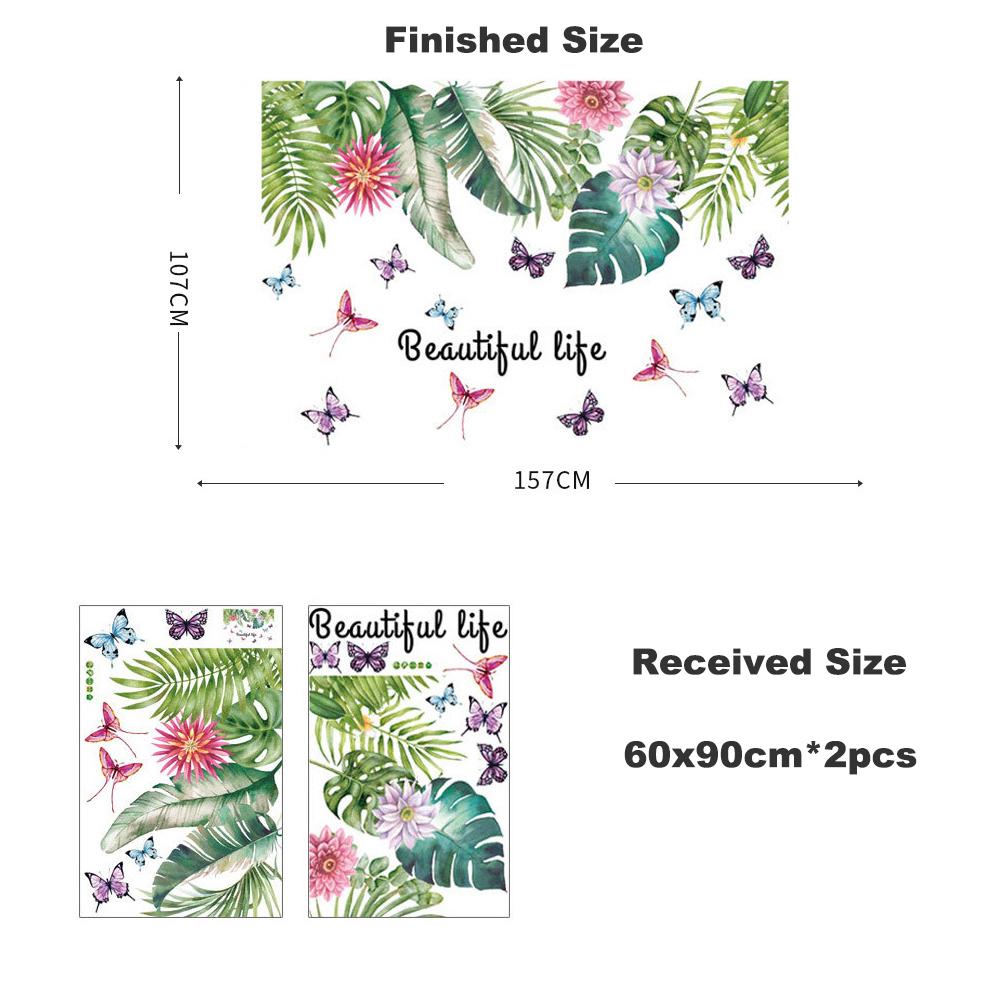 

Большие зеленые растения плинтус настенные наклейки современные скандинавские гостиная спальня фойе дверь окно украшение виниловые настенные художественные наклейки наклейки 60x90cm*2pcs разноцветный