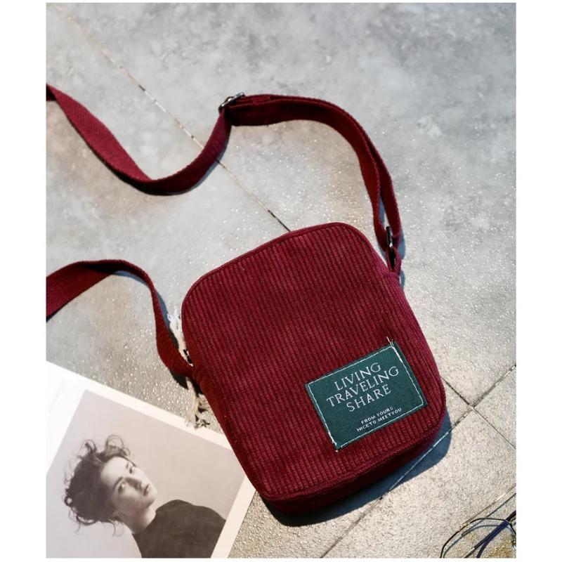 Fashion Women Corduroy Crossbody Messenger Bag Shoulder Bags Ladies Casual Handbag for Women