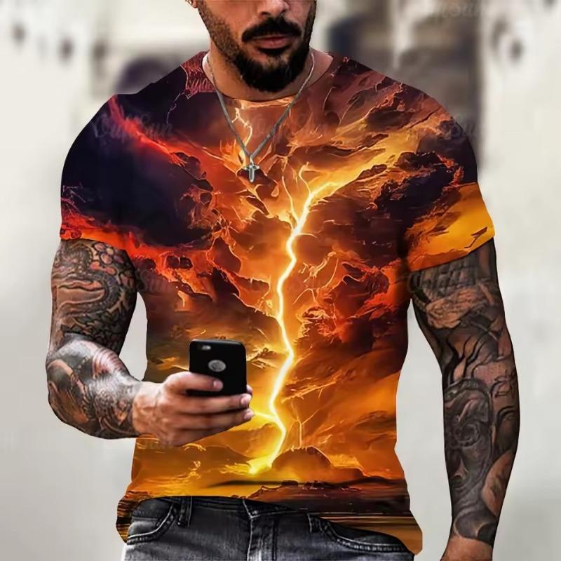 Men's 3d Mens Short-Sleeved Tops Summer Street Fashion T-Shirt for Men Casual Tees Clothing 6XL