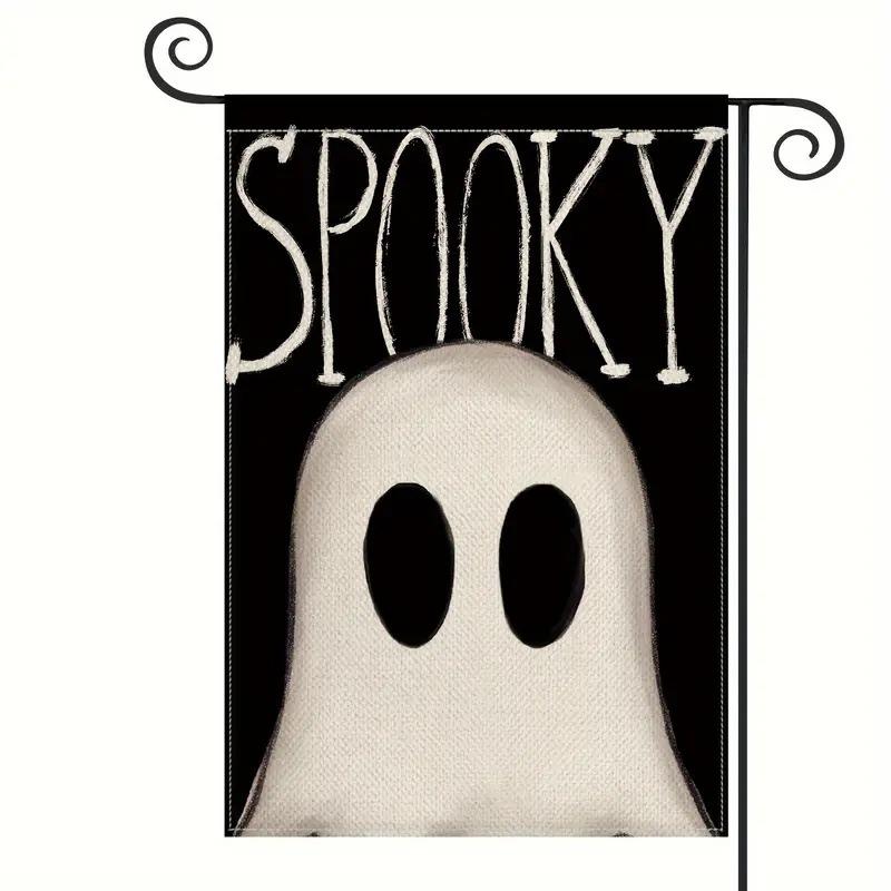 

1pc Happy Halloween Garden Flag Cute Ghost Pumpkin Print Suitable for Halloween Yard Outside Decoration No Flag Pole 12X18 Inch 30x45