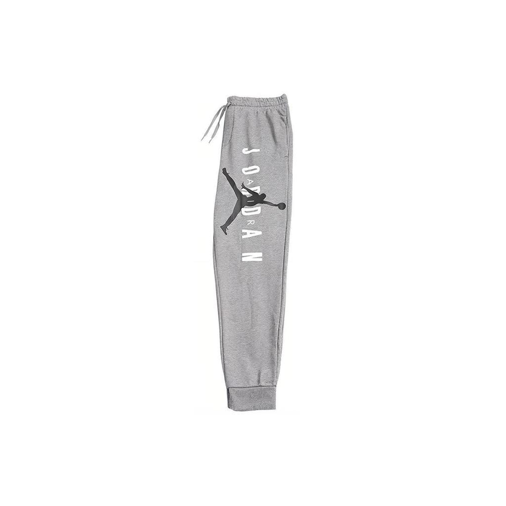 Jordan Logo Print Warm Cuffed Joggers Men Bottoms Gray AR0032-091