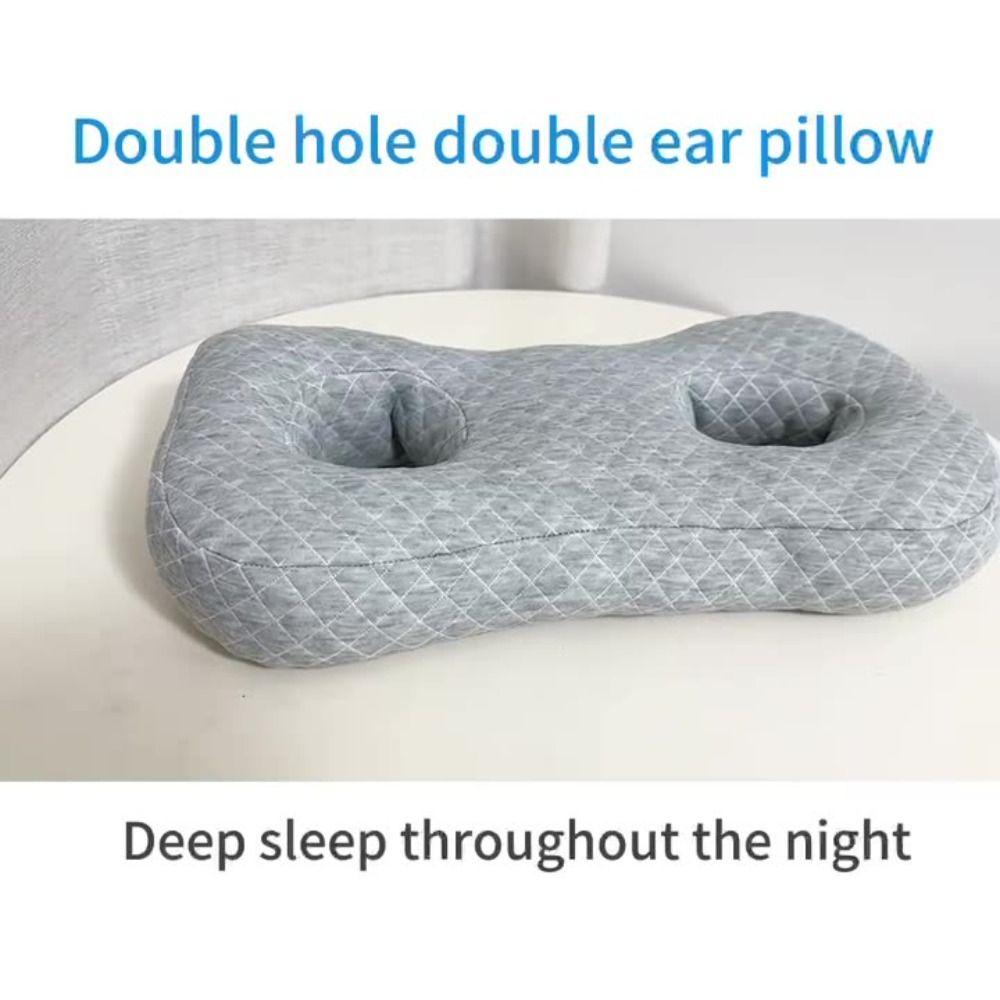 Two Ear Holes Ear Piercing Pillow Ergonomic Breathable Pillow with Ear Hole Comfortable Cotton Filling Earring Pillow