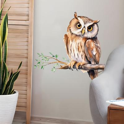 Self-adhesive Cartoon Owl On Branch Wall Stickers for Living Room Bedroom Study Home Decor