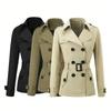 European size medium and long trench coat, spring and autumn double-breasted belt, belt lapel to show body coat, thin trench coat