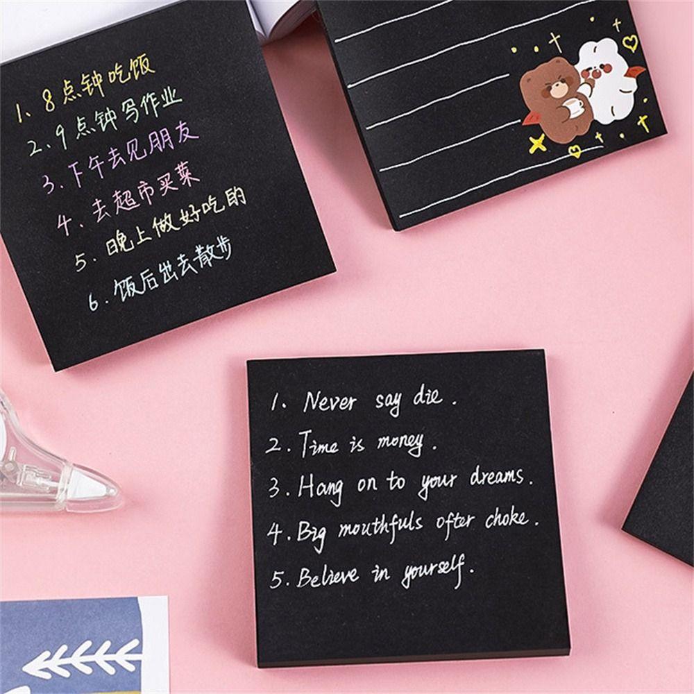 Message Notes Sticky Notes Easy Post Notes Memo Pad Black Notepads  School Supplies