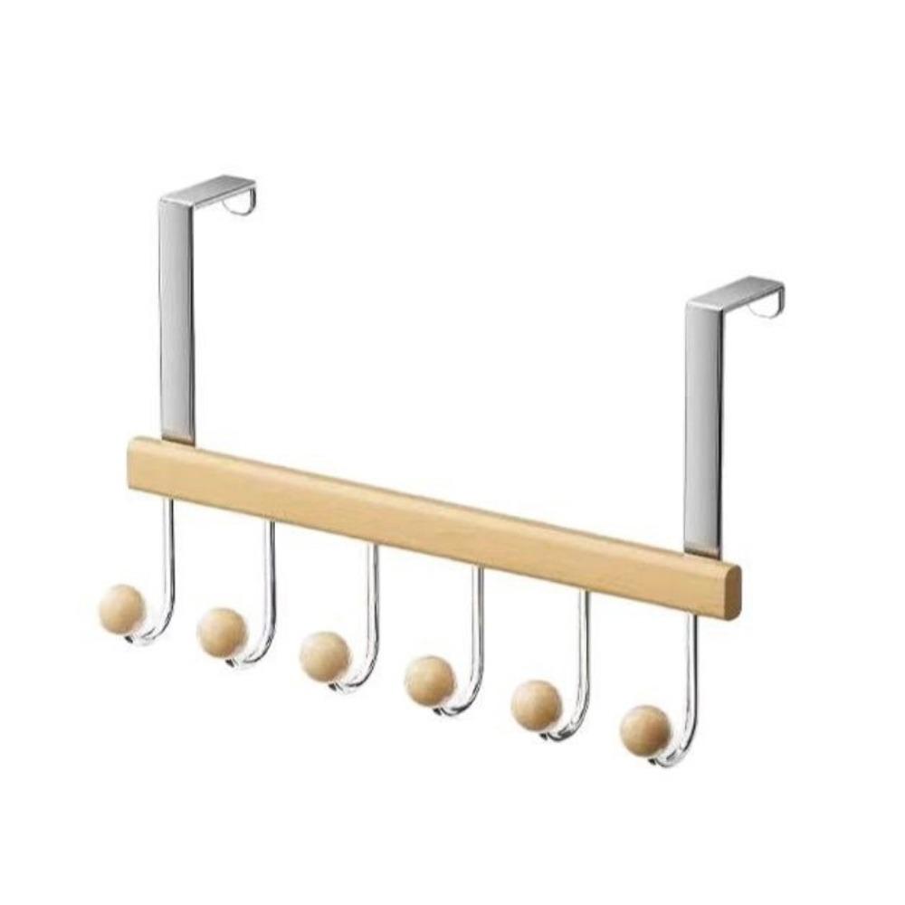 6 Hooks Over The Door Hooks Folding Punch Free Hanging Storage Rack Space Saving Large Capacity Wall Hanger Behind The Door