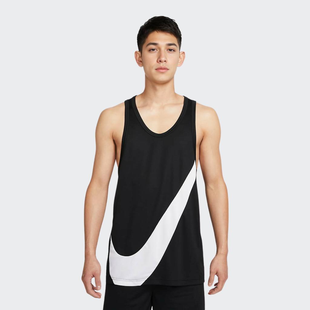 Nike Canotta da Basket Traspirante ad Asciugatura Rapida con Grande Swoosh DH7133-013