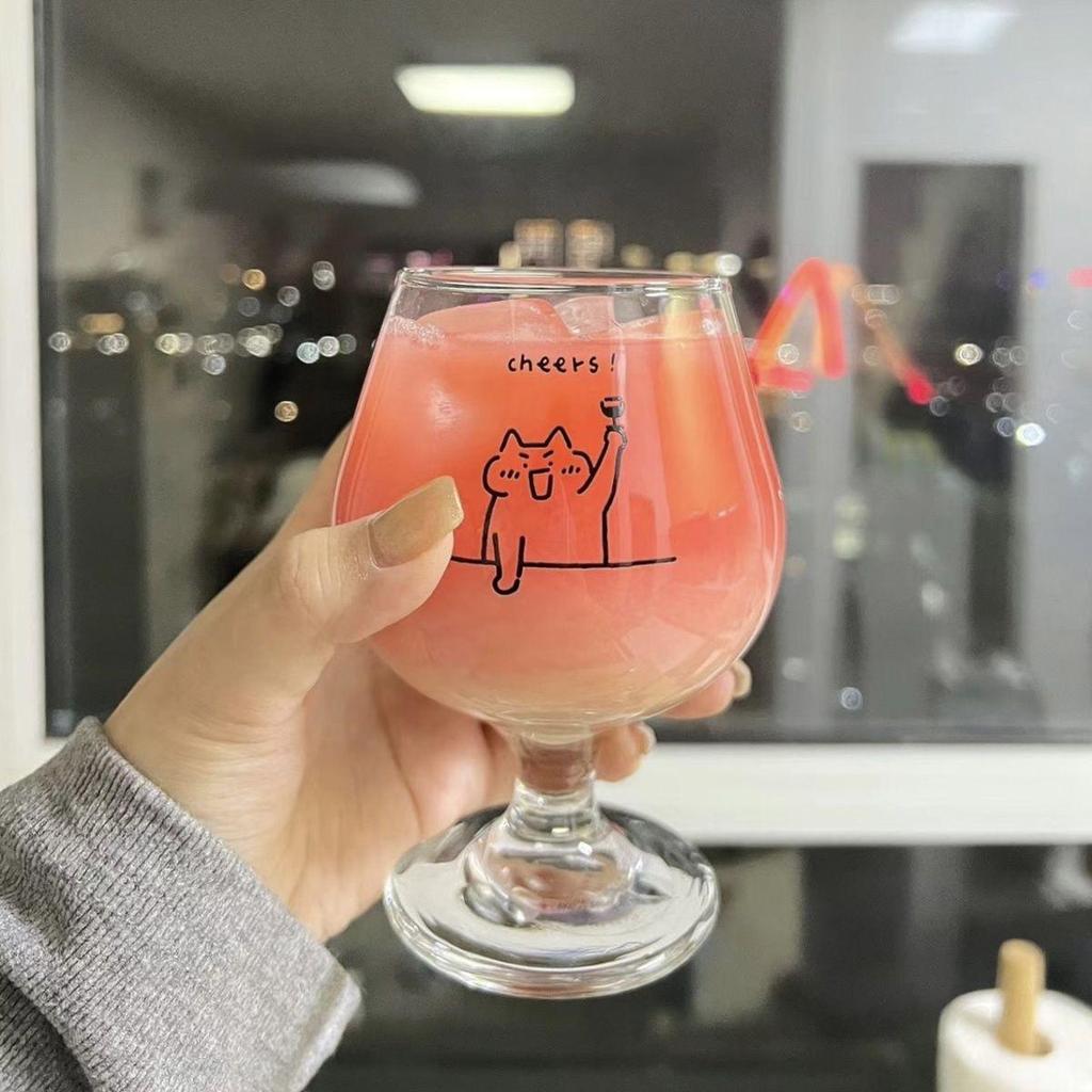 Korean Style Cute Puppy Glass Goblet: Dessert, Wine, Juice, Sparkling Water Cup