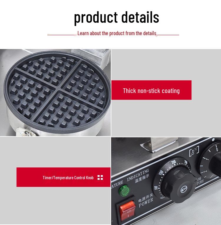 Heart-Shaped Double-Headed Commercial Waffle Maker with Electric Griddle