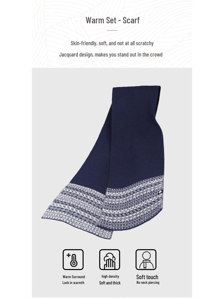 European & American Winter Knitted Hat, Scarf, and Gloves Set - Windproof Jacquard Design