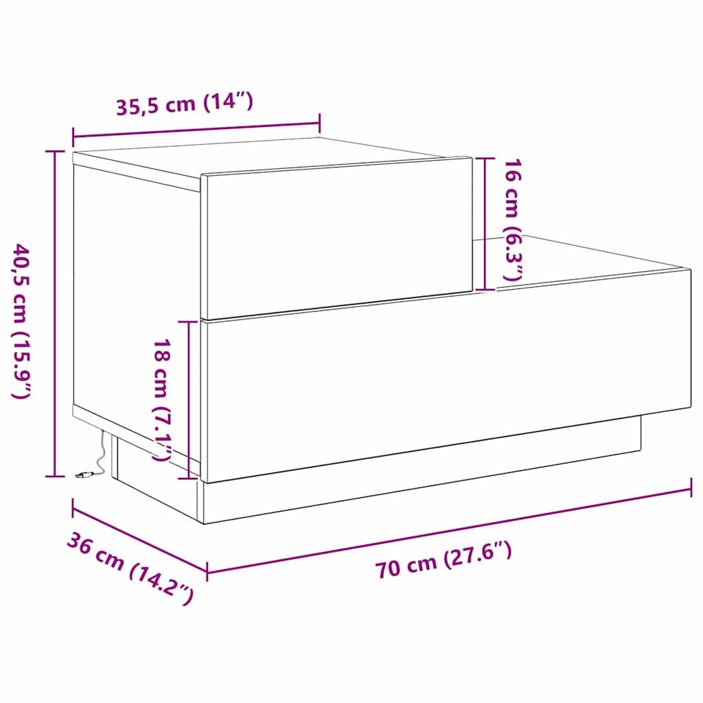 Nightstand Artisan Oak 70 x 36 x 40.5 cm Particleboard
