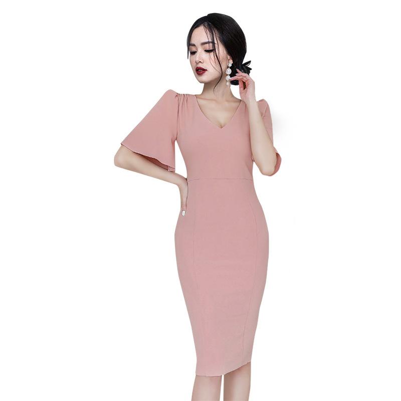 

OL рабочая одежда, элегантное вечернее платье, женское длинное платье с разрезом, повседневное платье с v-образным вырезом и запахом