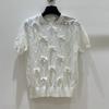 GlowGirl Spring Summer New Short-sleeved Women Sweater O-neck Jacquard Hollow Thin Knitwear Sweater Pullovers Lady Jumper Knitted Tops