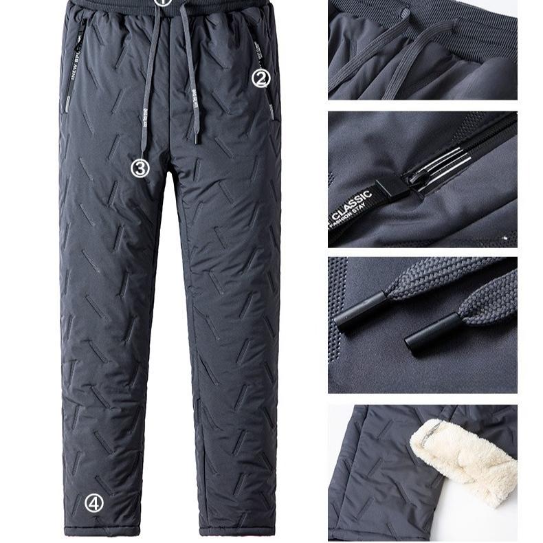 Plus Size 6XL Men's Sherpa Lined Pants Winter Thermal Fleece Trousers For Man Loose Straight Leg Unisex Casual Warm Trousers