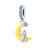 S925 Silver Glow in The Dark Moon Stars Pendant Beads for DIY Bracelet Necklace Jewelry Making