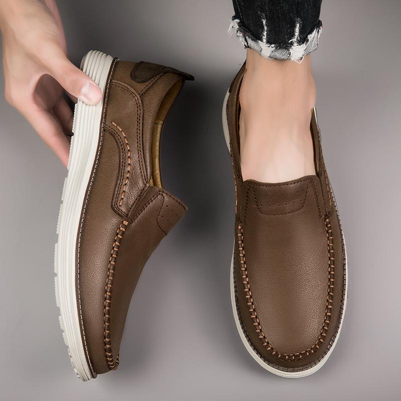 Fashion Trendy New Style Mens Leather Shoes Thick Soled Tooling Shoes Mens Oxford Shoes Lace Up Business Shoes Outdoor Loafers