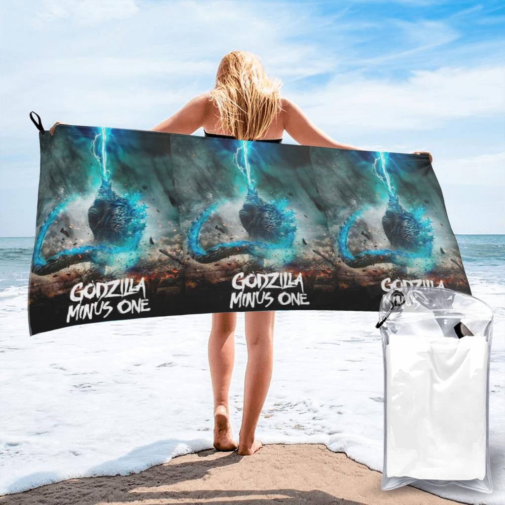 Godzillaed Minus One Half Face Movie Poster Monster King Beach Towel Soft Microfiber Quick Dry Absorbent Quick Towels For Bath