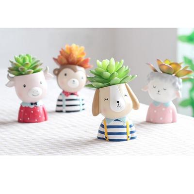 Vaso de Flores Animal de Resina Fofo Mini Vaso para Suculentas Pequenos Acessórios de Jardim Decoração para Decoração de Interior