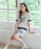 Metapeo Met Summer Knit Ribbon Print Short Sleeve Shorts Set
