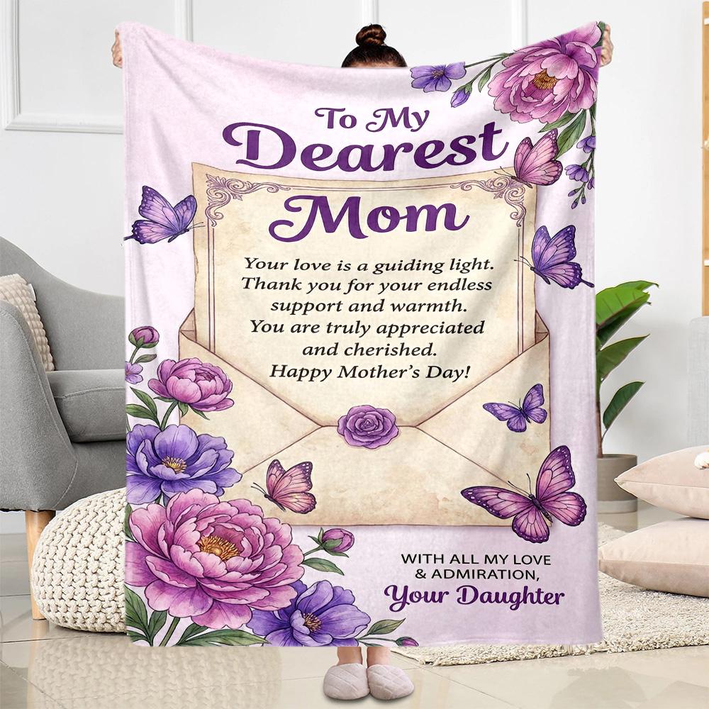 Mom's Gratitude And Love Blanket Suitable for Sofas,travel, Living Rooms Also a Good Gift for Friends and Family Suitable for All Seasons.