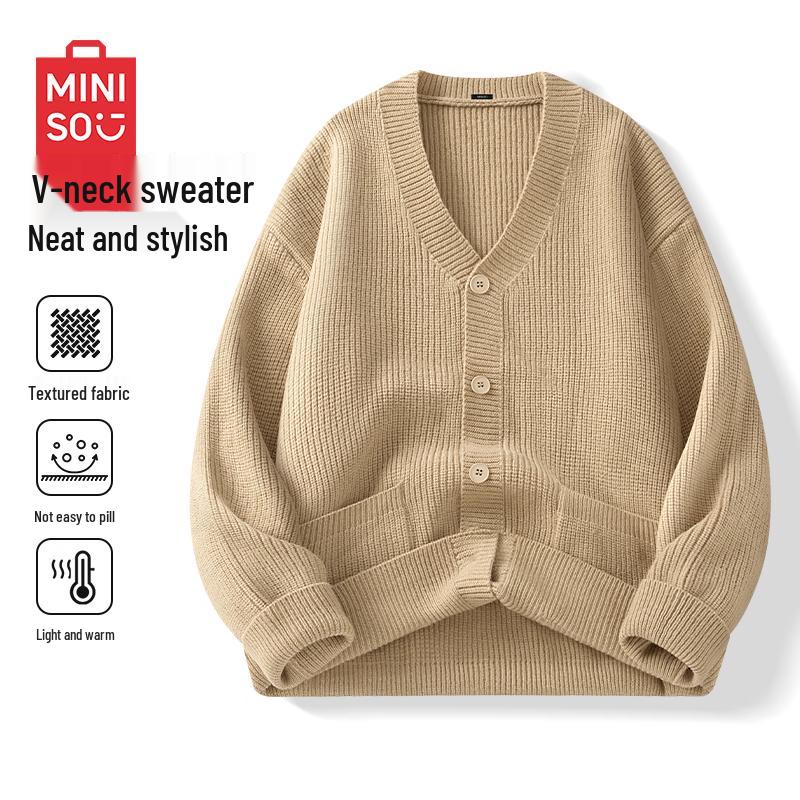 MINISO Men's V-neck Knitted Cardigan