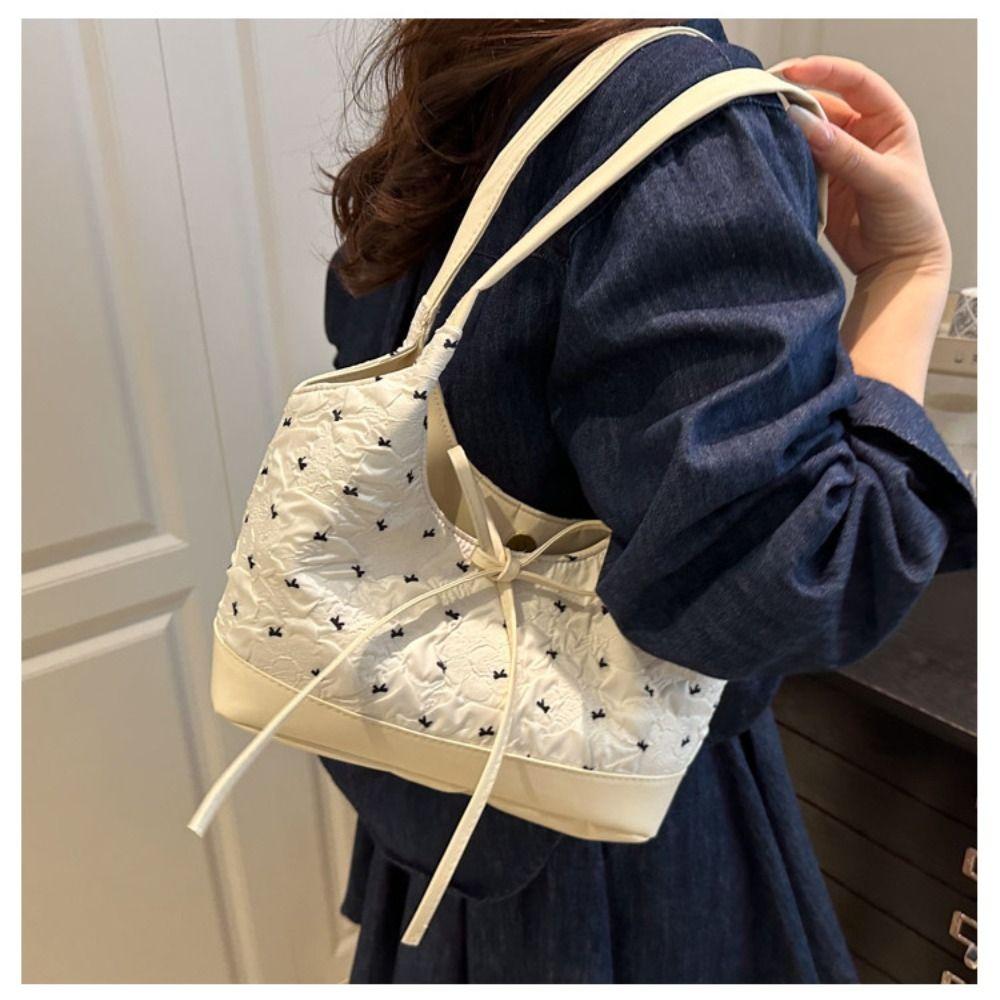 Sweet Bow Ribbon Shoulder Bag French Armpit Bag All Match Underarm Bag  Ladies