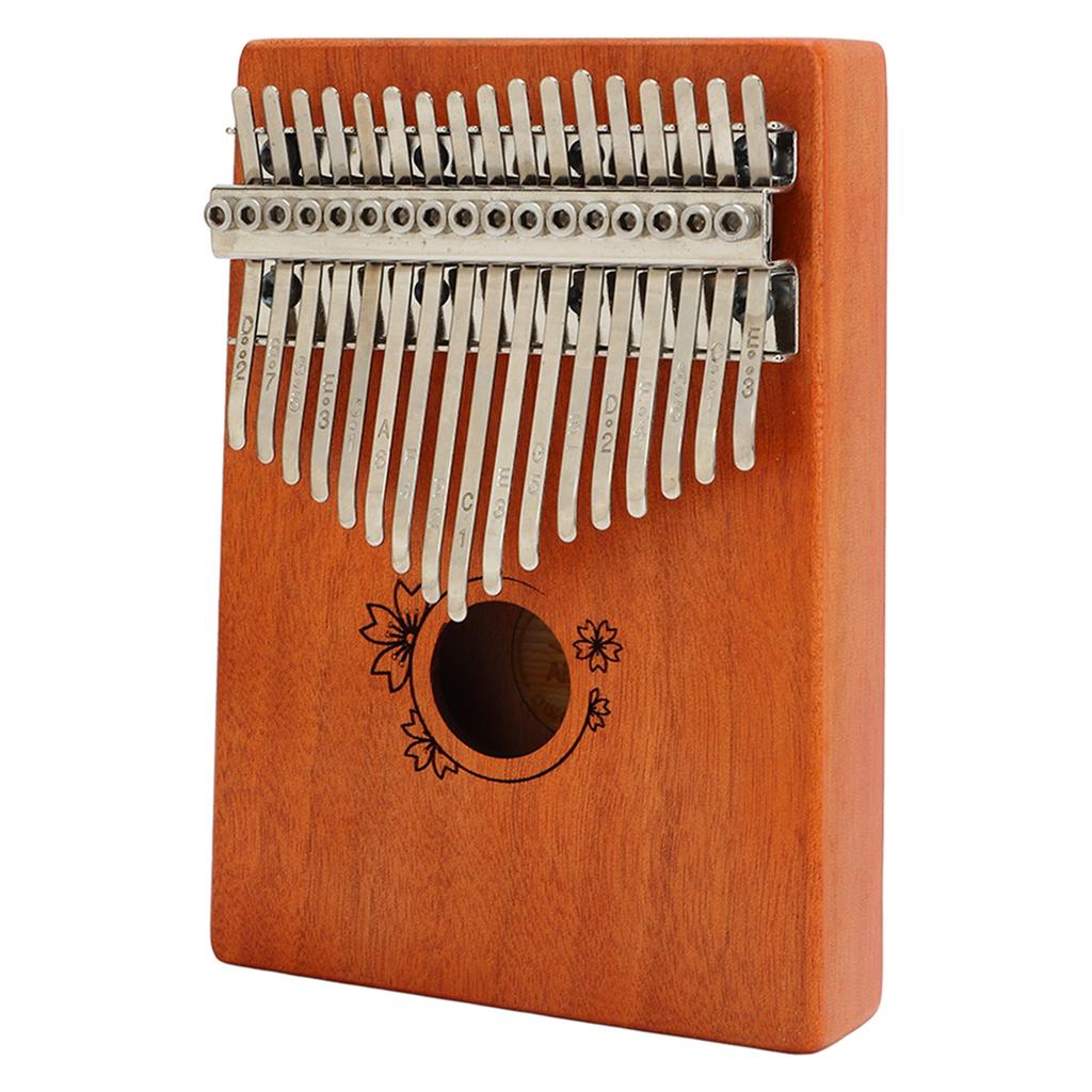 Thumb Finger Piano 17 Key Mahogany Floral Pattern Easy Playing Finger Instrument