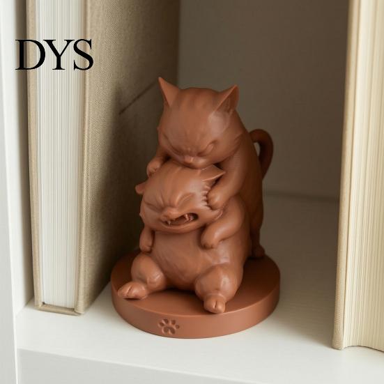 Decorative Figurine for TV Cabinet Fighting Cats Ornament, 3D Printed Stacked Kitten Figurine, Durable PLA Small Items Entrance Creative Animal