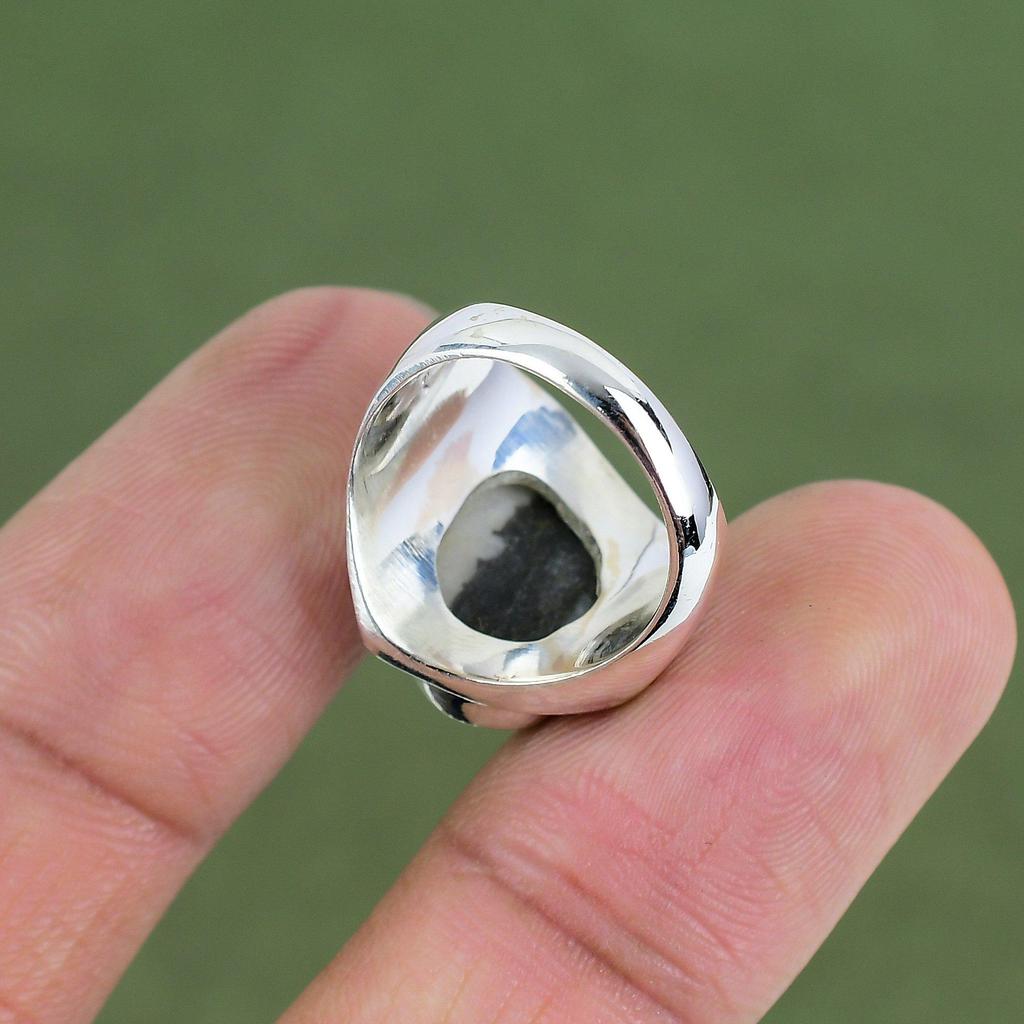 Ring mit weißem Büffeltürkis, 925er Sterlingsilber, handgefertigter Schmuck, edles Edelstein-Design, wunderschönes Geschenk für Sie, erhältlich in verschiedenen Ringgrößen