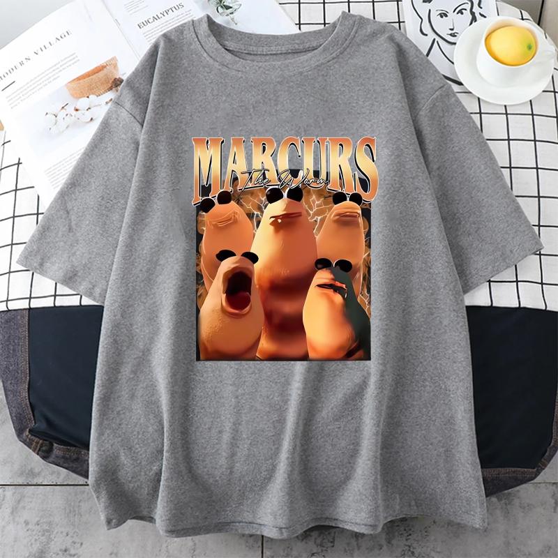 Funny Marcus The Worm Meme T-shirt Men's Women's Fashion Plus Size Tops High Quality Short Sleeve Cotton Hip Hop Streetwear