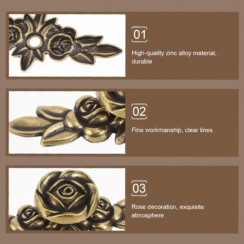 Zinc Alloy Rose Cabinet Handles 8pcs - 4.051.73 Inches Antique Bronze with Back Plate, Elegant Pulls for Dresser, Drawer, Cabinet & Mounting Screws