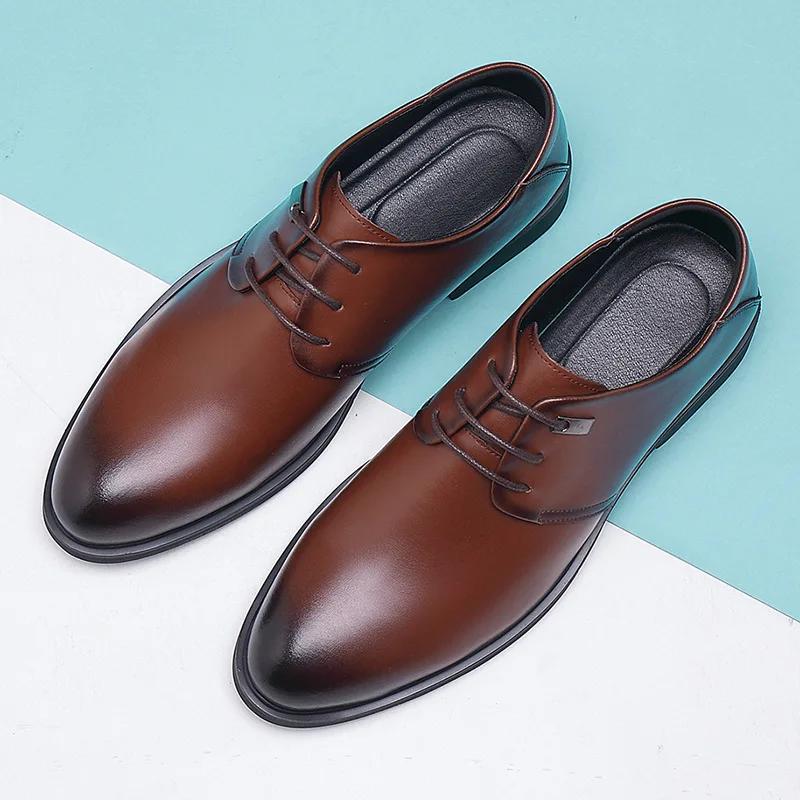 Fashion British Leather Large Size Men's Dress Shoes Autumn Winter Velvet Warm Men's Designer Shoes Fashion Increase Wedding Shoe Male