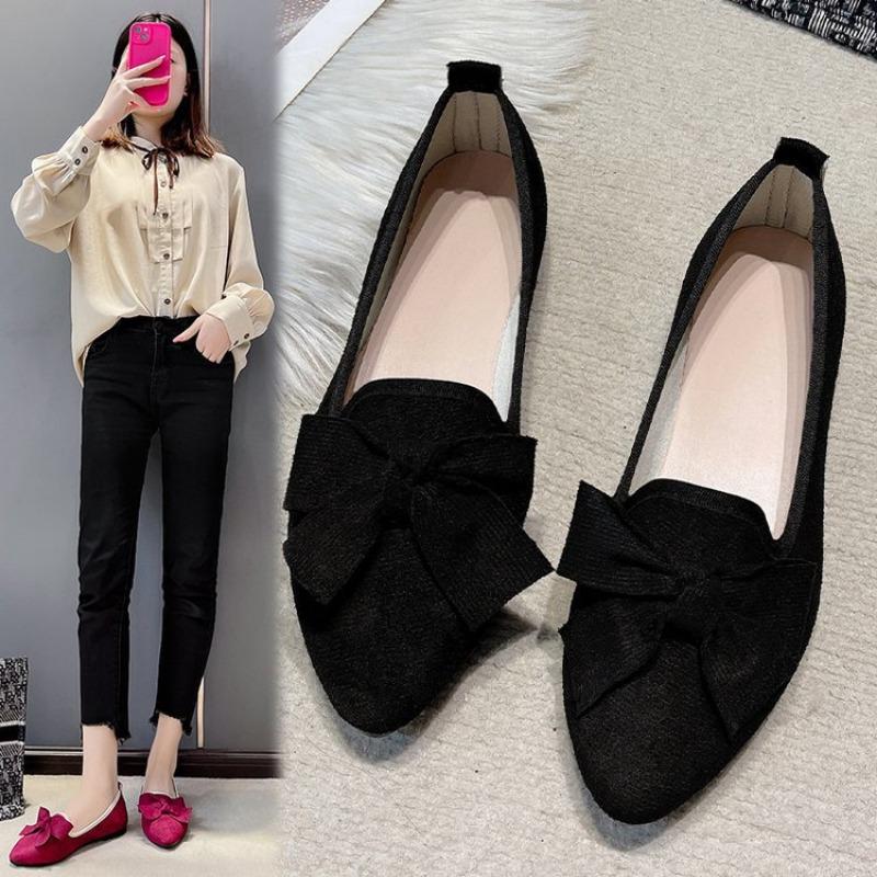Large Size Casual Single Shoes Women's Spring Bow Fashion Outer Wear Versatile Casual Doudou Shoes