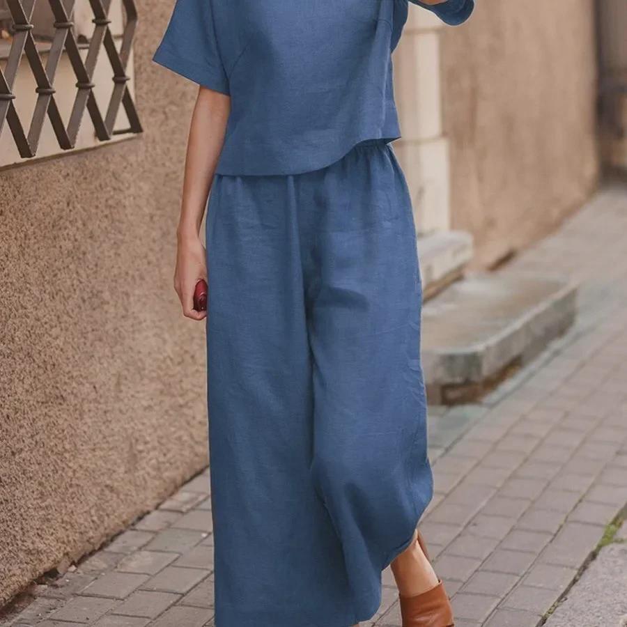 Plus Size Casual Solid Color Short Sleeve Sportswear Set