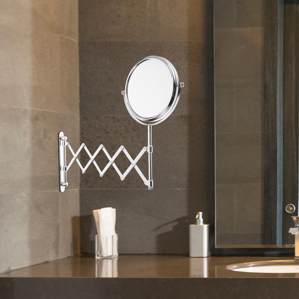 6 Inch Two Sided 3X Magnifying Wall Mounted Makeup Mirror Swivel Retractable Bathroom Mirror Extendable 360 Degree Rotation