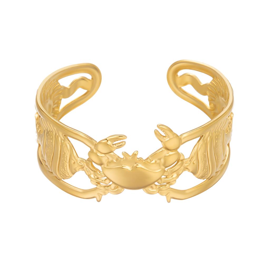 Holiday style starfish conch turtle high color retention opening bracelet, new 18K gold oil pressure stainless steel bracelet