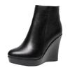 8cm 10cm Small Size 33-41 Comfortable Fall Winter Genuine Leather Boots Platform Wedges Shoes 2025 High Heels Ankle Botas Office