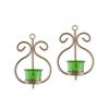 Wall Candle Sconce, Wrought Iron Candle Holder Hanging, Golden & Green Color