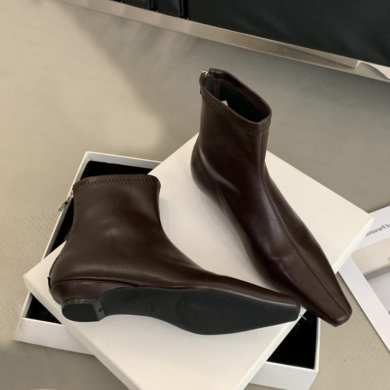 Ankle Boots for Women Flats Pointed Toe Leather Shoes  Winter Fashion Boots New Walking Leather Designer Chelsea Mujer Botas