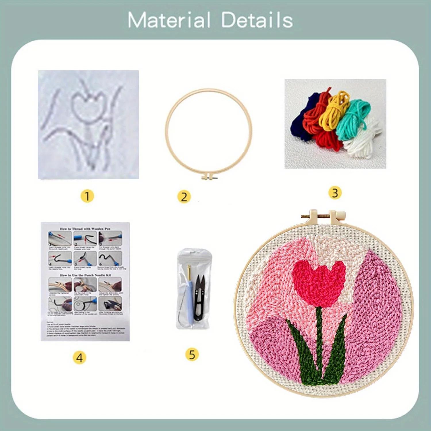 

Top Quality DIY Punch Needle Embroidery Kit with Yarn Hoop Decorative Fabric for Home Decor And Crafting Punch Needle Supplies