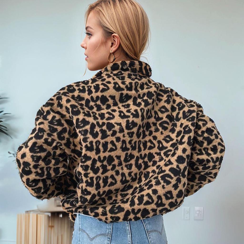 Women's Retro Leopard Print Jacket: American-European Casual Loose Fit