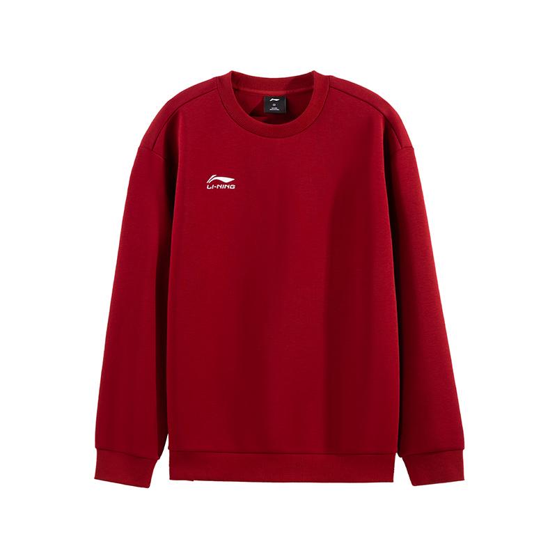 Li Ning Sweatshirts Men's Vintage Red Crew Neck Moderate Regular AWDVG85-4