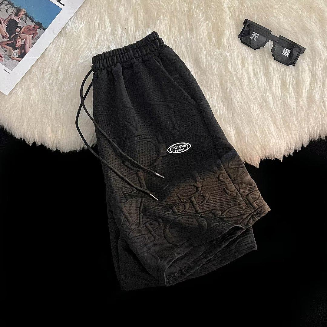 

Мужской летний костюм в корейском стиле: Модный повседневный комплект из однотонной вафельной футболки и шорт XXXL