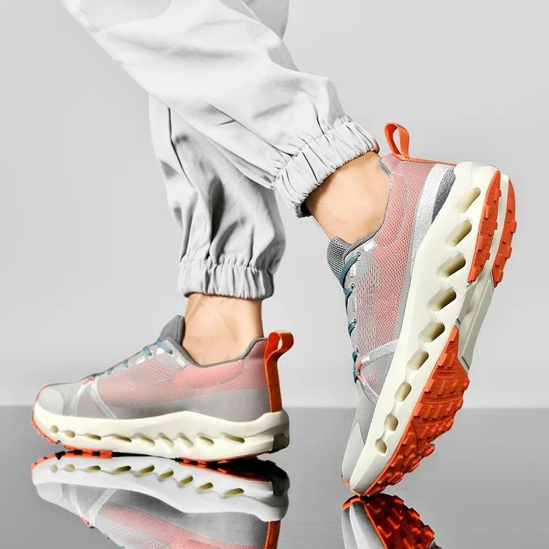 New Men'S Ultra-Light Running Shoes Cushioned Sports Shoes Men'S Breathable Thick Sole Flying Mesh Racing Shoes