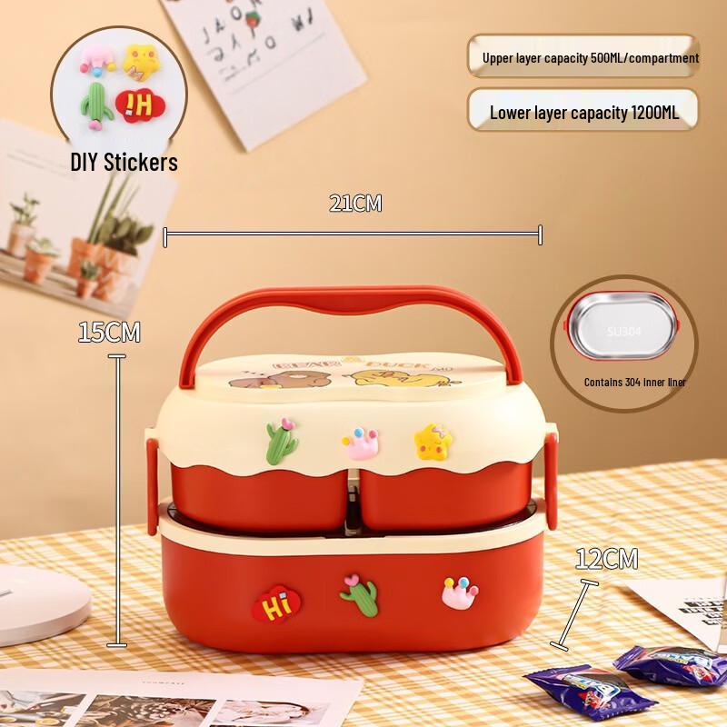 Zhi Shi Double-Layer Insulated Stainless Steel Kids Lunch Box