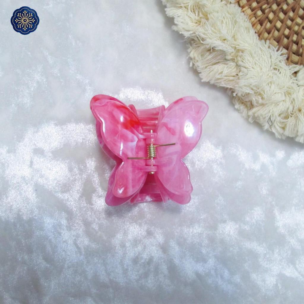 Gradient Butterfly Claw Hair Clip - Fashionable Marble Texture Updo Accessory