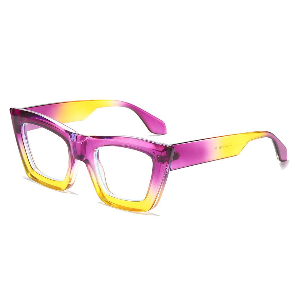 

2025 Cat Eye Flat Mirror, Personalized Large Frame Contrasting Color And Multi-Frame Glasses White film (anti-blue light)
