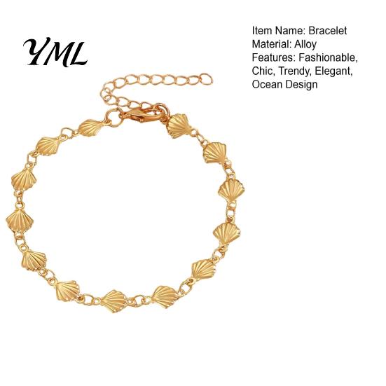Minimalist Scallop Pendant Gold Boho Ocean Bracelet for Women, Mini Metal Comfortable Everyday Jewelry Shell Bracelet, Summer Beach Vacation,
