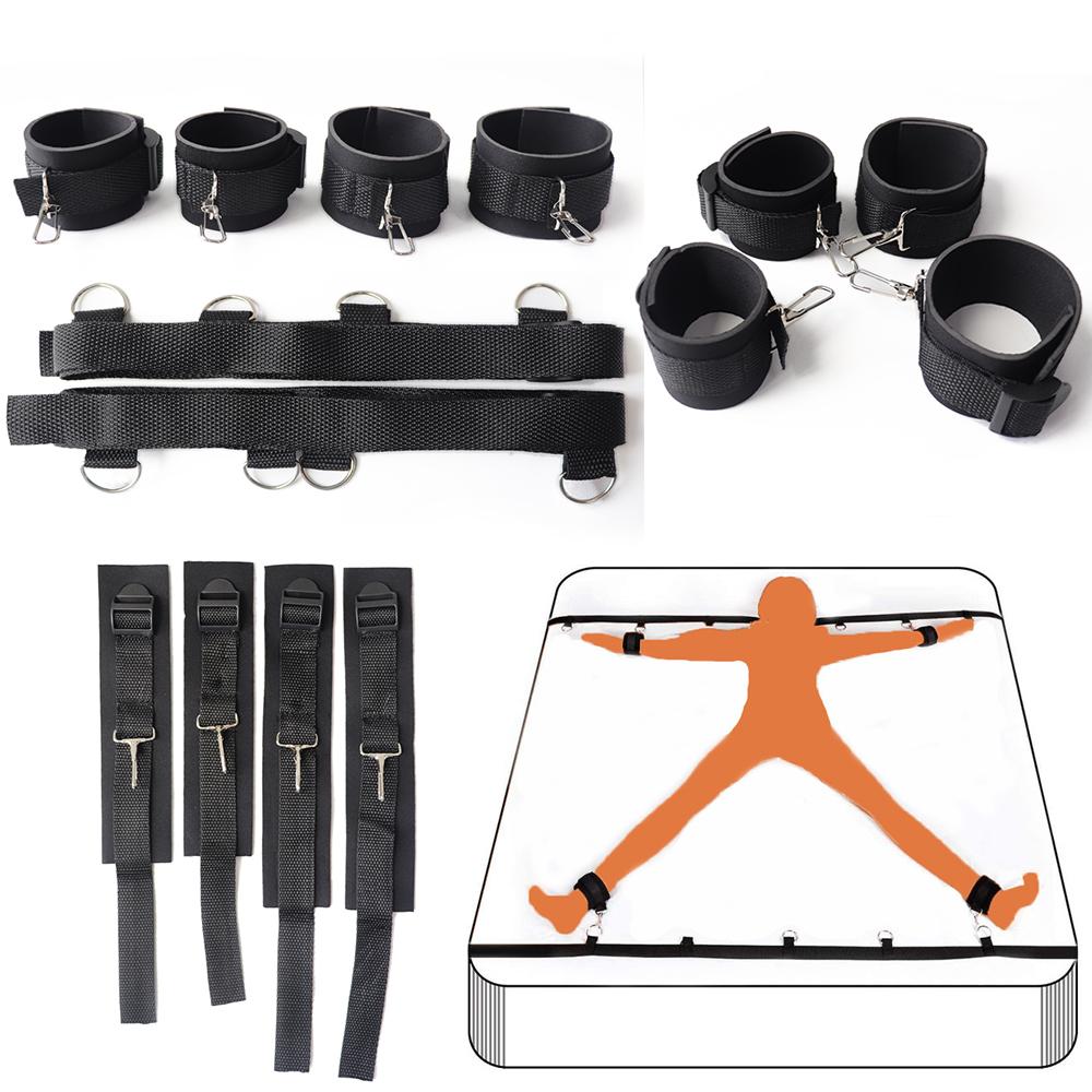 Bett BDSM Bondage Erotische Sexspielzeuge für Erwachsene für Frauen Paare Spiele Nylon Handschellen Fußfesseln Unter Sexspielzeug Sexuelles Zubehör