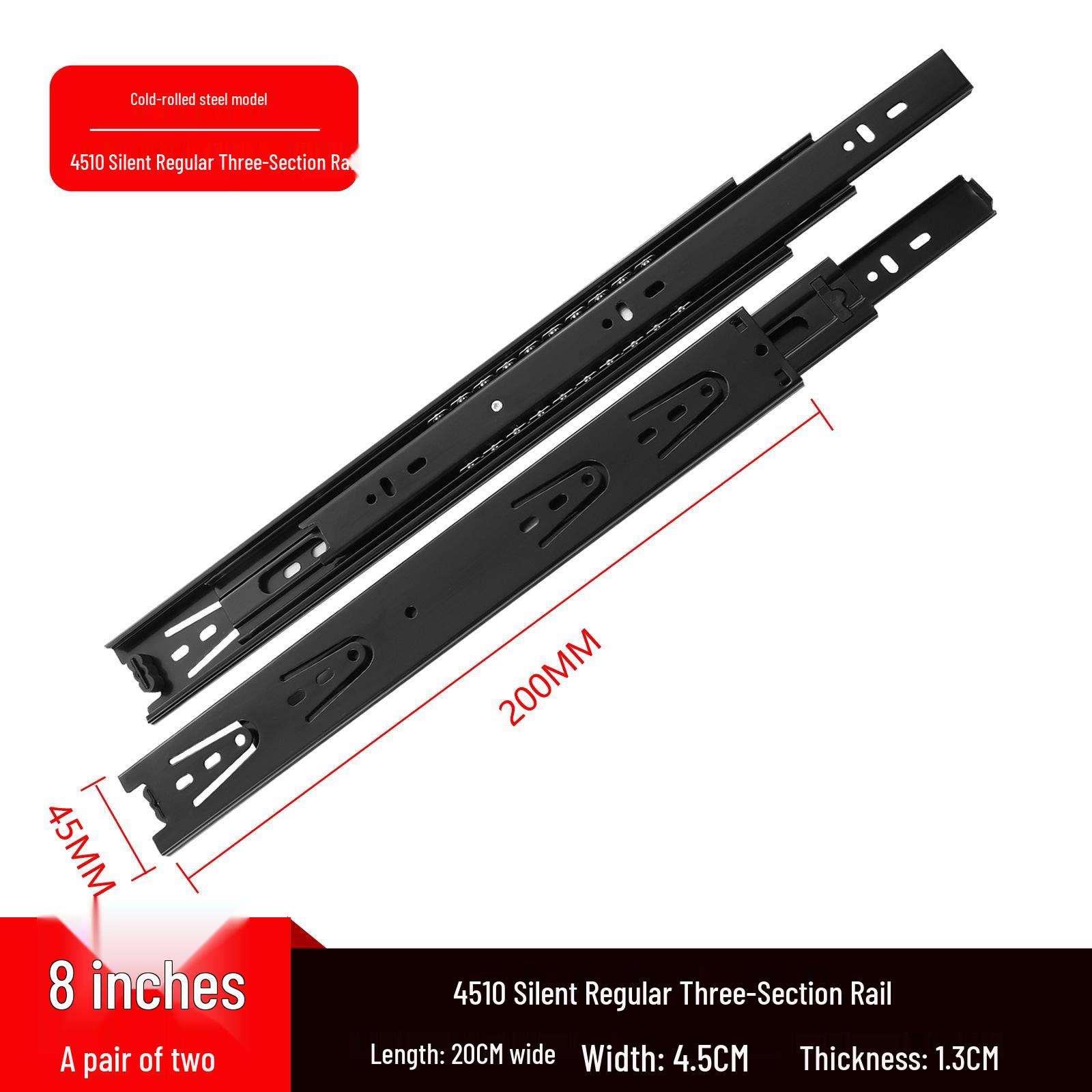 Бесшумные двойные пружинные амортизирующие направляющие для ящиков: Трехсекционные направляющие с амортизаторами 12 inch